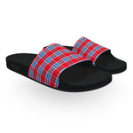 Light Blue and Red Tartan Flannel Slide Sandals