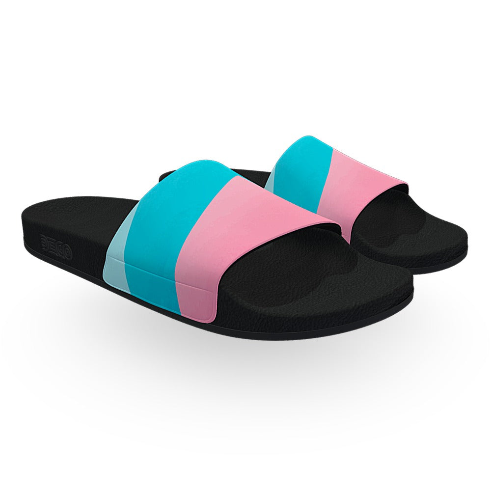 Blue Pink and Yellow Pastel Slide Sandals