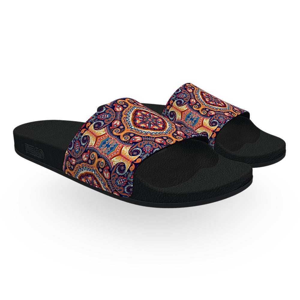 Ornate Persian Print Slide Sandals
